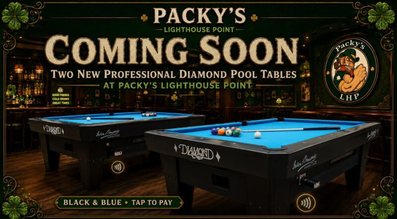Coming Soon to Packy’s Lighthouse Point: Two New Professional Diamond Pool Tables